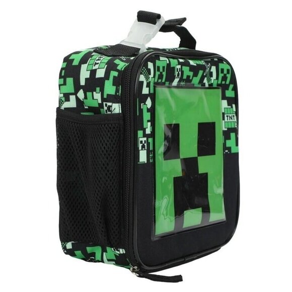 Minecraft Lunch Bag Peeking In Lunch Box with Side Pocket NWT Gift Present Schoo - Picture 4 of 8